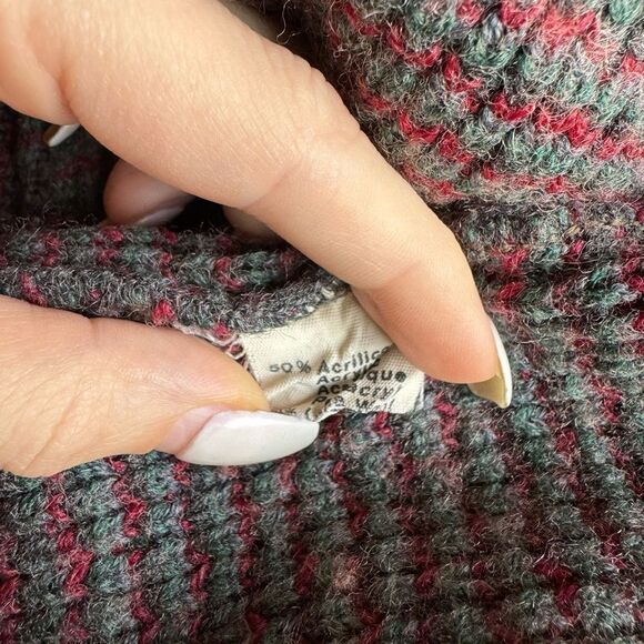 Vintage Chunky Wool Knit‎ Grandpa Sweater Sz L Made in Italy Plaid Print Boxy - Picture 6 of 7